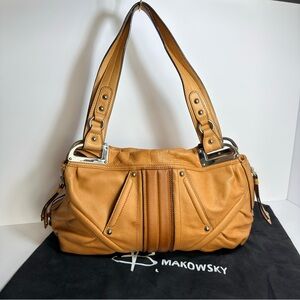B. Makowsky Caramel Leather Shoulder Bag w/dust bag.